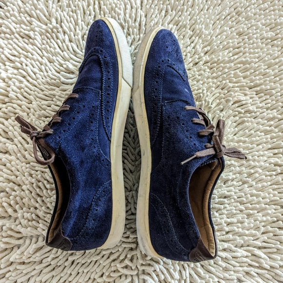 Cole Haan mens C13806 Joshua wingtip blue suede Oxford shoes